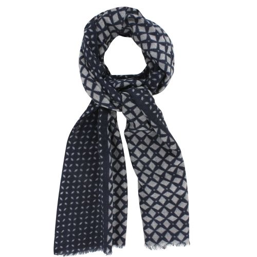 BIJOUX - Echarpe 100% Laine Navy Losanges Gris - LES POULETTES - Modalova