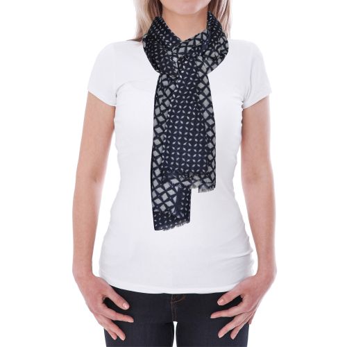 BIJOUX - Echarpe 100% Laine Navy Losanges Gris - LES POULETTES - Modalova