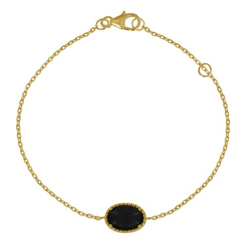 Bracelet Plaqué Or Ovale d'Agate - LES POULETTES BIJOUX - Modalova