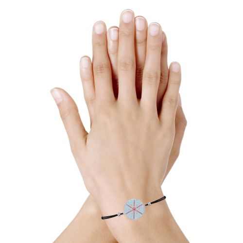 Bracelet Lien Elastique Noir Médaille Rhodié Flocon Ém - LES POULETTES BIJOUX - Modalova