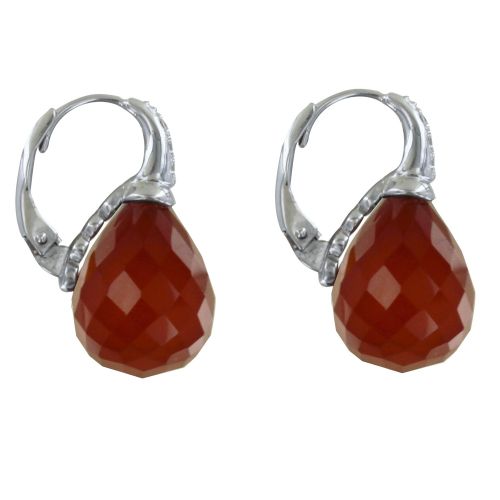 Boucles d'Oreilles Argent Dormeuse Poire Facettée Cornaline e - LES POULETTES BIJOUX - Modalova
