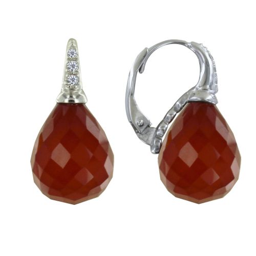 Boucles d'Oreilles Argent Dormeuse Poire Facettée Cornaline e - LES POULETTES BIJOUX - Modalova