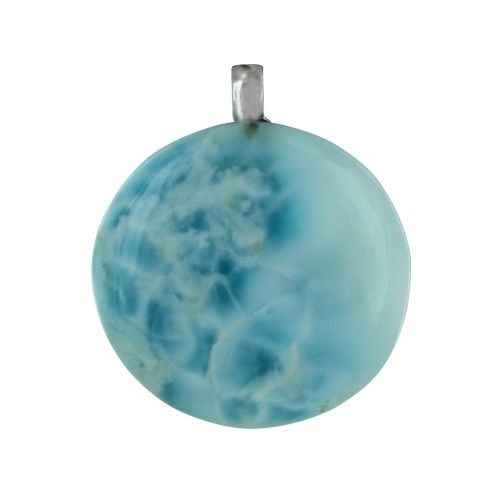 Pendentif Argent Serpentin et Disque de Larimar - LES POULETTES BIJOUX - Modalova
