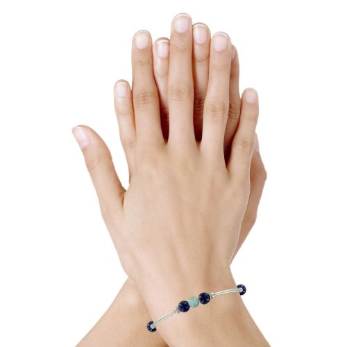 Bracelet Elastique Tubes Argent Rhodié Trois Perles de Larima - LES POULETTES BIJOUX - Modalova