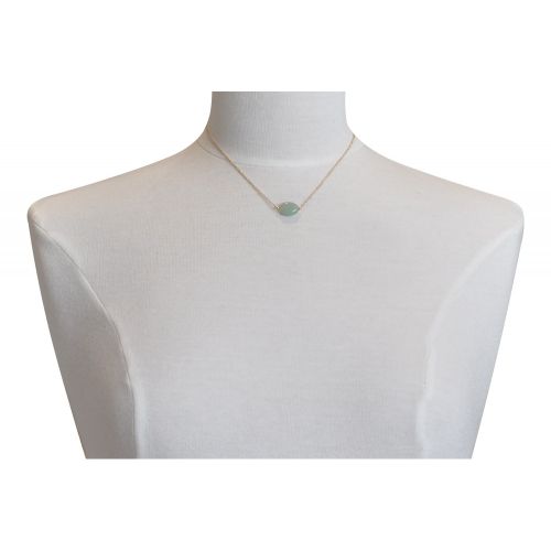 Collier Plaqué Pierre Ovale de Quartz Vert - LES POULETTES BIJOUX - Modalova