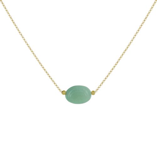 Collier Plaqué Pierre Ovale de Quartz Vert - LES POULETTES BIJOUX - Modalova