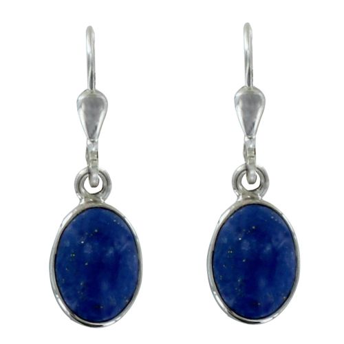 Boucles d'Oreilles Argent Dormeuse Ovale de Lapis Lazuli - LES POULETTES BIJOUX - Modalova