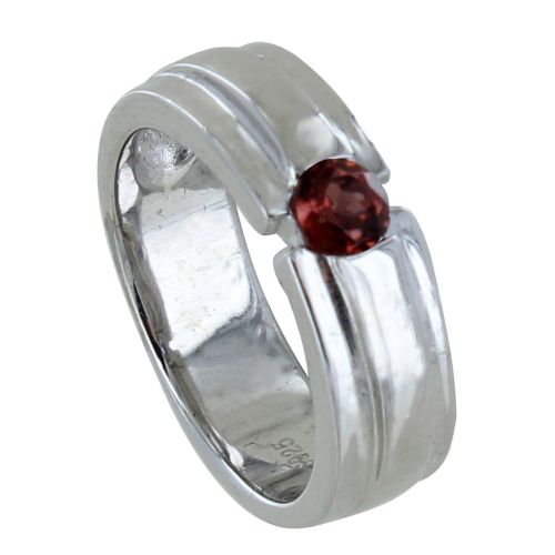 Bague Argent 925 Rhodié Large Grenat Rond - taille 56 - LES POULETTES BIJOUX - Modalova