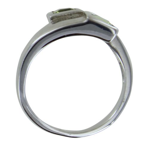 Bague Argent 925 Rhodié Toi et Moi Carré Péridot - LES POULETTES BIJOUX - Modalova