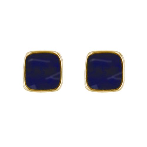Boucles d'Oreilles Clous Plaqué Or Petit Carré de Sodalite - LES POULETTES BIJOUX - Modalova