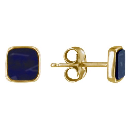 Boucles d'Oreilles Clous Plaqué Or Petit Carré de Sodalite - LES POULETTES BIJOUX - Modalova
