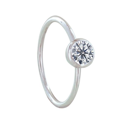 Bague Argent Petit Solitaire Serti Clos - LES POULETTES BIJOUX - Modalova
