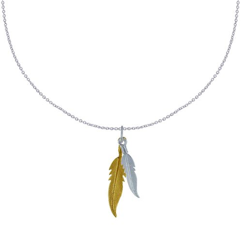 Collier et Doré Deux Plumes - taille 42 cm - LES POULETTES BIJOUX - Modalova