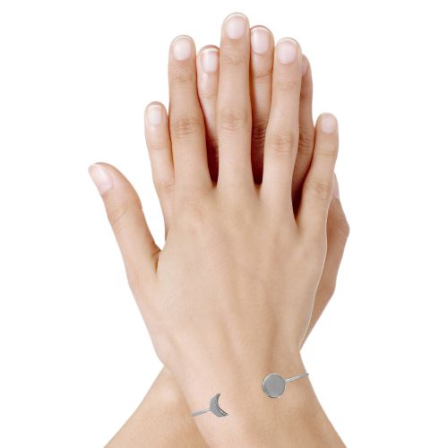 Bracelet Rhodié Jonc Lune et Croissant de Lune - LES POULETTES BIJOUX - Modalova