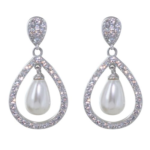 Boucles d'Oreilles Argent 925 Rhodié Goutte de Strass Perle d - LES POULETTES BIJOUX - Modalova