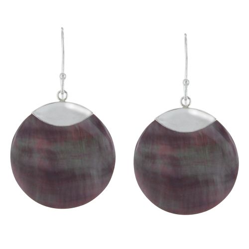 Boucles d'Oreilles Argent 925 Disque Nacre - Classics - LES POULETTES BIJOUX - Modalova