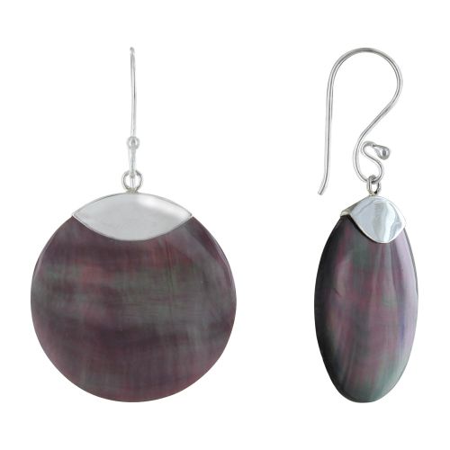Boucles d'Oreilles Argent 925 Disque Nacre - Classics - LES POULETTES BIJOUX - Modalova