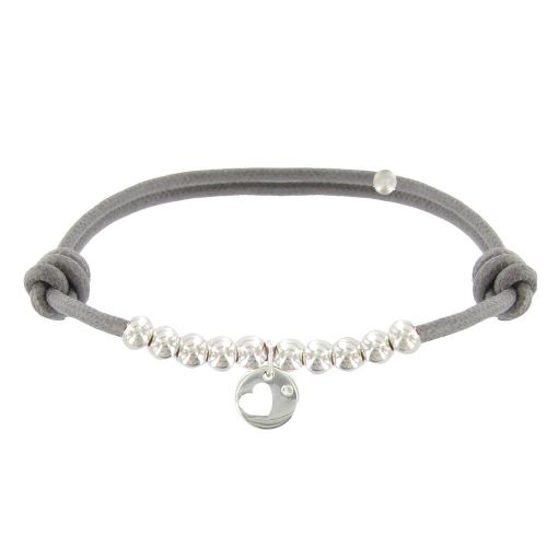 Bracelet Lien Médaille Coeur et Perles en 925 - Classics - Gris - LES POULETTES BIJOUX - Modalova