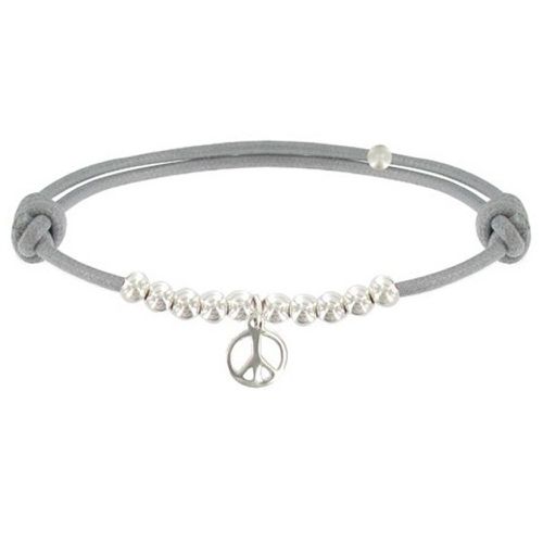 Bracelet Médaille Peace and Love et Perles en - Classics - Gris clair - LES POULETTES BIJOUX - Modalova