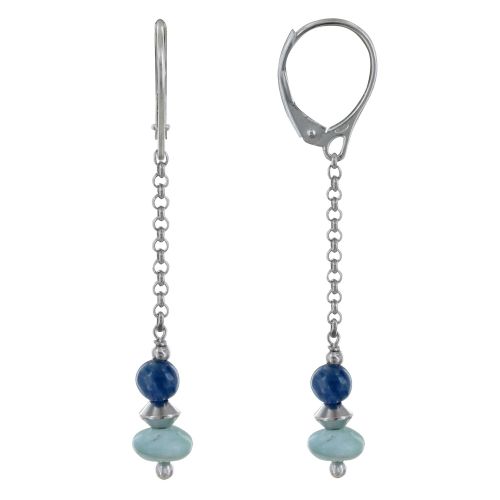 Boucles d'Oreilles Argent Dormeuse Chainette Perle de Cyanite - LES POULETTES BIJOUX - Modalova