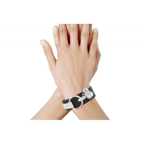 Bracelet Cuir Marron Cristal et Médaille Rire - Classics - LES POULETTES BIJOUX - Modalova
