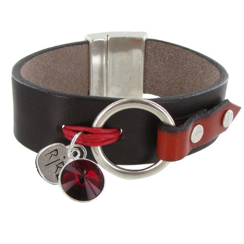 Bracelet Cuir Marron Cristal et Médaille Rire - Classics - Ro - LES POULETTES BIJOUX - Modalova