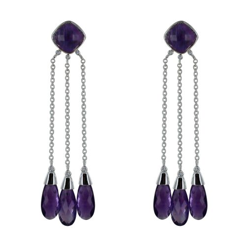 Boucles d'Oreilles Argent Pluie d'Améthyste - LES POULETTES BIJOUX - Modalova