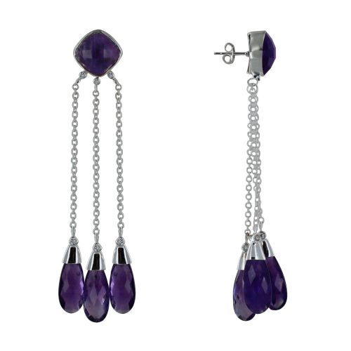 Boucles d'Oreilles Argent Pluie d'Améthyste - LES POULETTES BIJOUX - Modalova