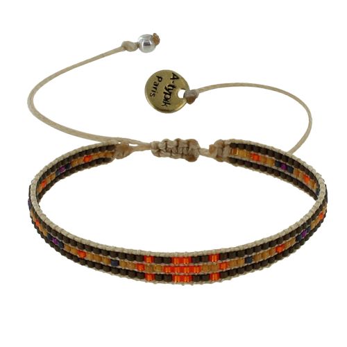 Bracelet Mosaïc Perles et Lien Tréssé Beige - LES POULETTES BIJOUX - Modalova