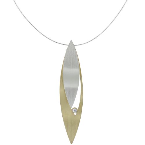 Collier Plaqué Feuilles Argent 925 et Strass - Grand Modèle - LES POULETTES BIJOUX - Modalova