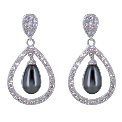 Boucles d'Oreilles Argent 925 Rhodié Goutte de Strass Perle d - LES POULETTES BIJOUX - Modalova