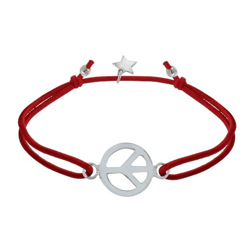 Bracelet Lien Elastique Médaille Paix et Amour Argent Etoile - LES POULETTES BIJOUX - Modalova