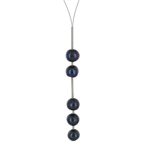 Collier Câble Acier Perles de Culture Foncées 2 + 3 Perles - LES POULETTES BIJOUX - Modalova