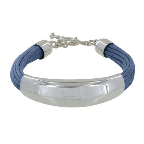 Bracelet Argent 925 Demi-Jonc sur Fils de Coton - Classics - Bleu - LES POULETTES BIJOUX - Modalova