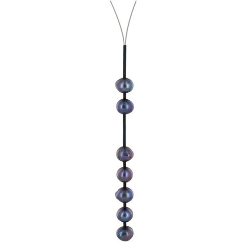 Collier Câble Acier Perles de Culture 2 + 5 Perles 9mm - Classics - Gris - LES POULETTES BIJOUX - Modalova