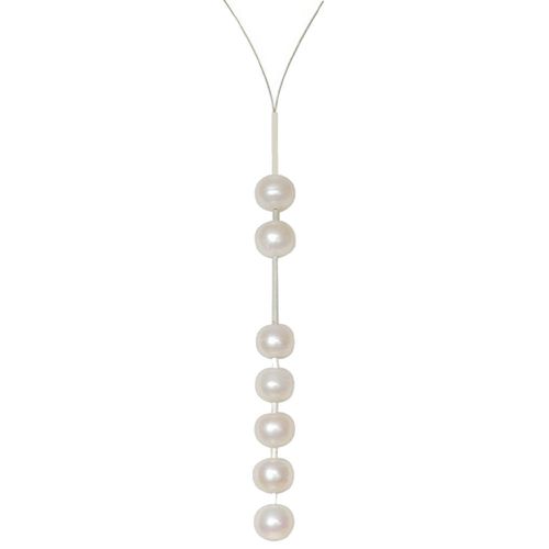 Collier Câble Acier Perles de Culture 2 + 5 Perles 9mm - Classics - Blanc - LES POULETTES BIJOUX - Modalova