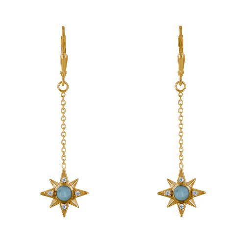 Boucles d'Oreilles Plaqué Or Dormeuse Chainette Etoile Polair - LES POULETTES BIJOUX - Modalova