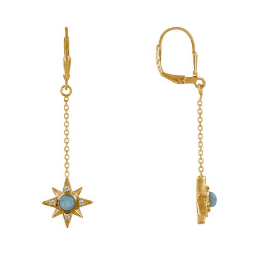 Boucles d'Oreilles Plaqué Or Dormeuse Chainette Etoile Polair - LES POULETTES BIJOUX - Modalova