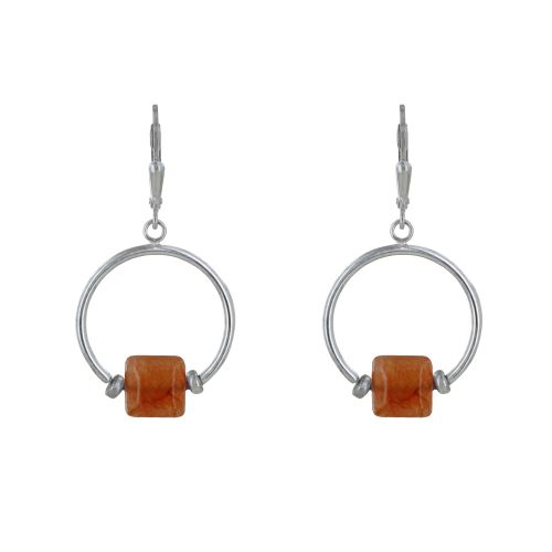 Boucles d'Oreilles Dormeuse Argent Anneaux et Cube de Cornali - LES POULETTES BIJOUX - Modalova