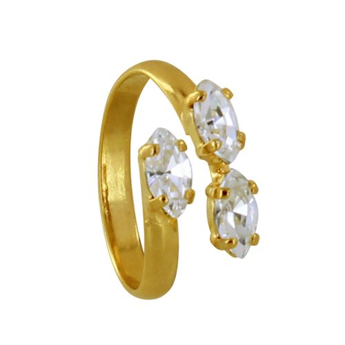Bague Laiton Doré Trois Strass Cristal - taille 60 - LES POULETTES BIJOUX - Modalova