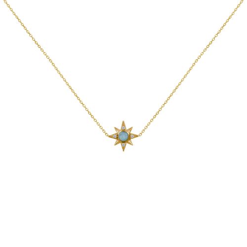 Collier Plaqué Or Etoile Polaire et Demi Perle de Larimar - LES POULETTES BIJOUX - Modalova
