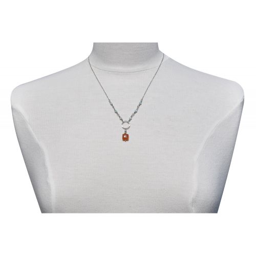 Collier Argent Anneau Cube de Cornaline Six Petites Perles de - LES POULETTES BIJOUX - Modalova