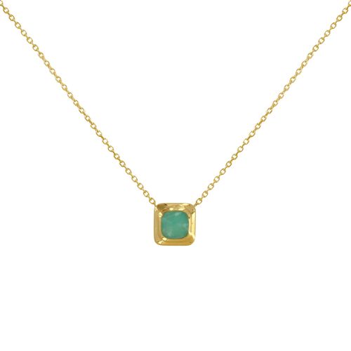 Collier Plaqué Or Carré et son Amazonite - LES POULETTES BIJOUX - Modalova
