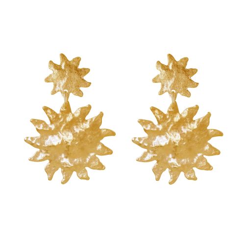 Boucles d'Oreilles Métal Doré Deux Soleils Bosselés - LES POULETTES BIJOUX - Modalova