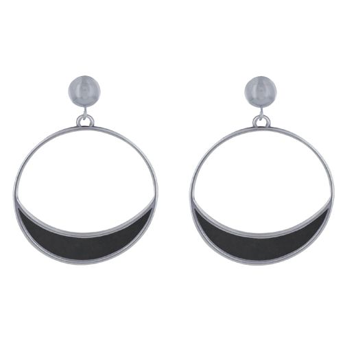 Boucles d'Oreilles Clous Métal Argenté Cercle et Croissant de - LES POULETTES BIJOUX - Modalova