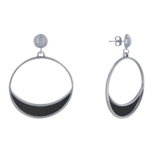 Boucles d'Oreilles Clous Métal Argenté Cercle et Croissant de - LES POULETTES BIJOUX - Modalova