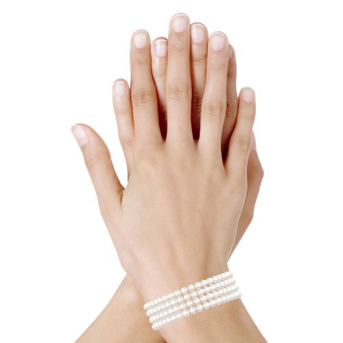 Bracelet Argent 4 Rangs de Perles Culture Blanches 4 mm - LES POULETTES BIJOUX - Modalova