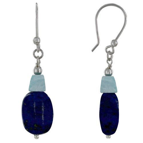 Boucles d'Oreilles Argent 925 Galet de Lapis Lazuli et Pépite - LES POULETTES BIJOUX - Modalova