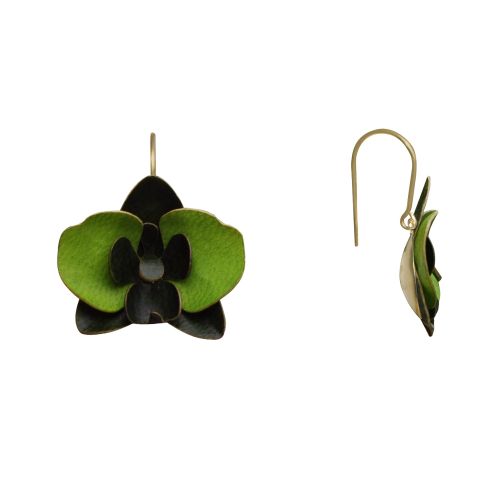 Boucles d'Oreilles Laiton Orchidée en Cuir - LES POULETTES BIJOUX - Modalova