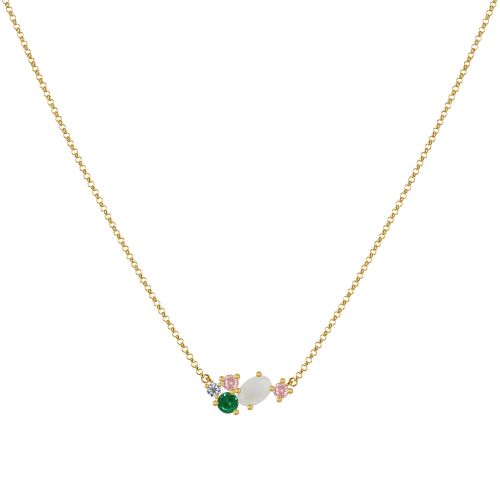 Collier Plaqué Or 5 Strass Ovale et Ronds - LES POULETTES BIJOUX - Modalova